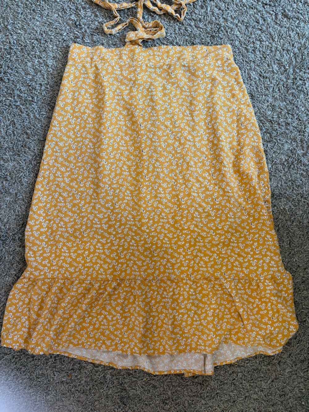 Women's 2 Piece Outfits Floral Self Tie Knot Crop Top Small, Yellow Large - Picture 3 of 6